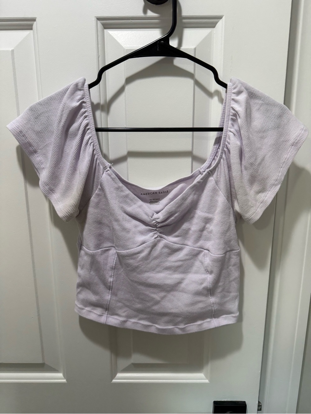 American Eagle Outfitters Light Lavender Scoop-Neck Ribbed Crop Top